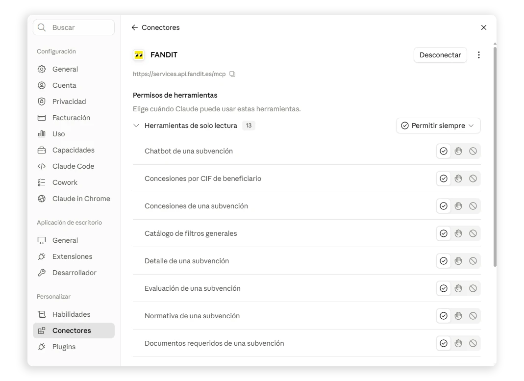 Captura 9 · conector con las 13 herramientas